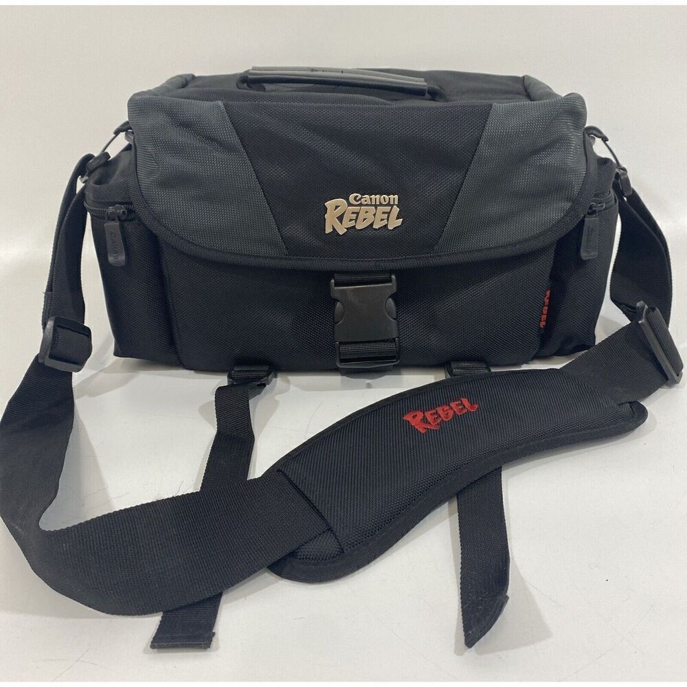 Canon Rebel Nylon Padded Camera Equipment Bag Strap + Pockets 14" x 8" x‎ 8.5"